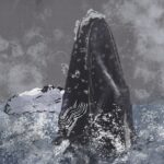 Illustration of a whale breaching out of the water
